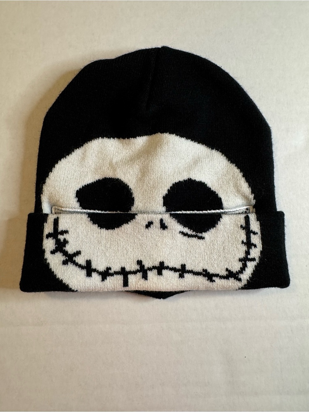 Disney Black & White Skull Knit Beanie Hat - Kids Costume